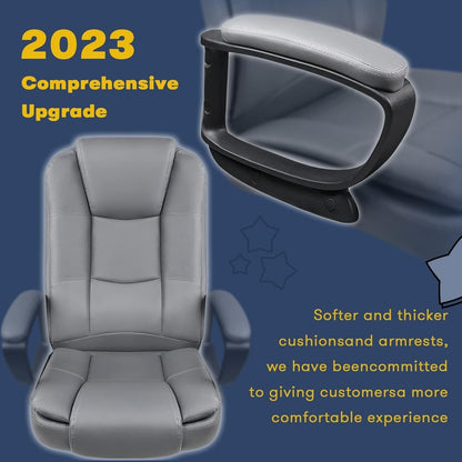 Fauteuil de bureau Bossin pour grandes tailles, dossier haut, fauteuil de direction ergonomique réglable en cuir, capacité 181 kg (400 lbs)