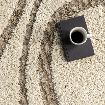 Tapis à poils longs Nuloom Krista contemporain à motifs tourbillonnants