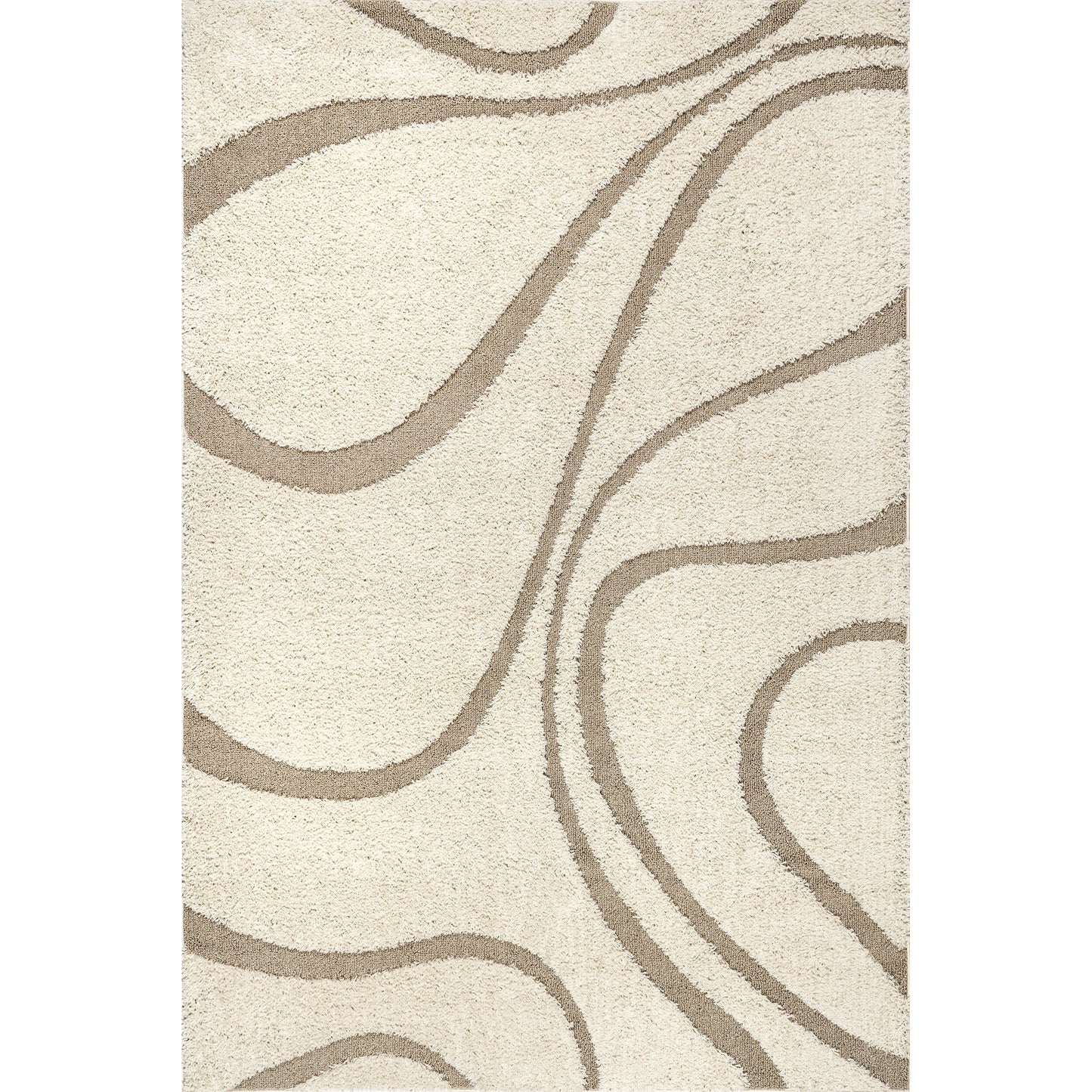 Tapis à poils longs Nuloom Krista contemporain à motifs tourbillonnants