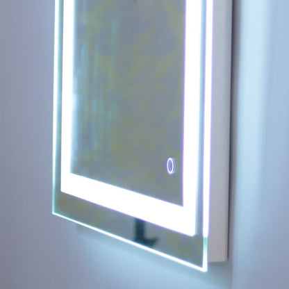 Miroir de salle de bain tactile à LED avec bande lumineuse intégrée argentée