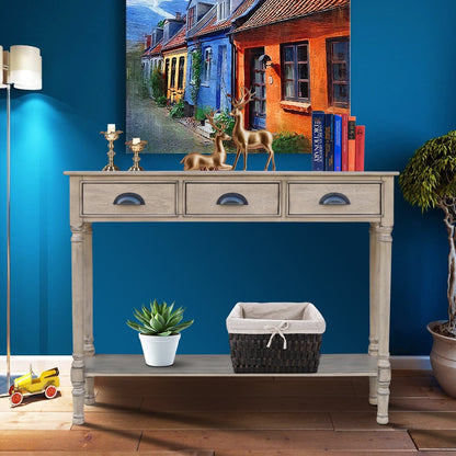 Console d'entrée à 3 tiroirs en bois de Burlington