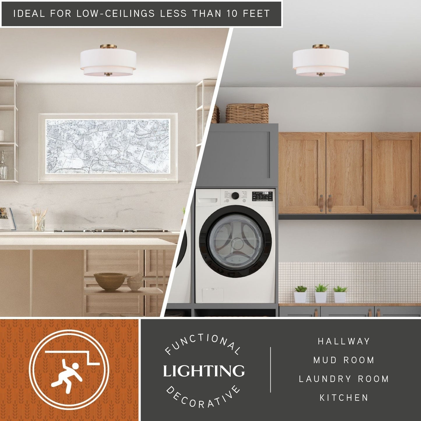 Plafonnier moderne du milieu du siècle de Burnaby avec abat-jour tambour en lin blanc