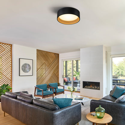 Plafonnier encastré à DEL intégré C Cattleya noir et imitation bois 3CCT