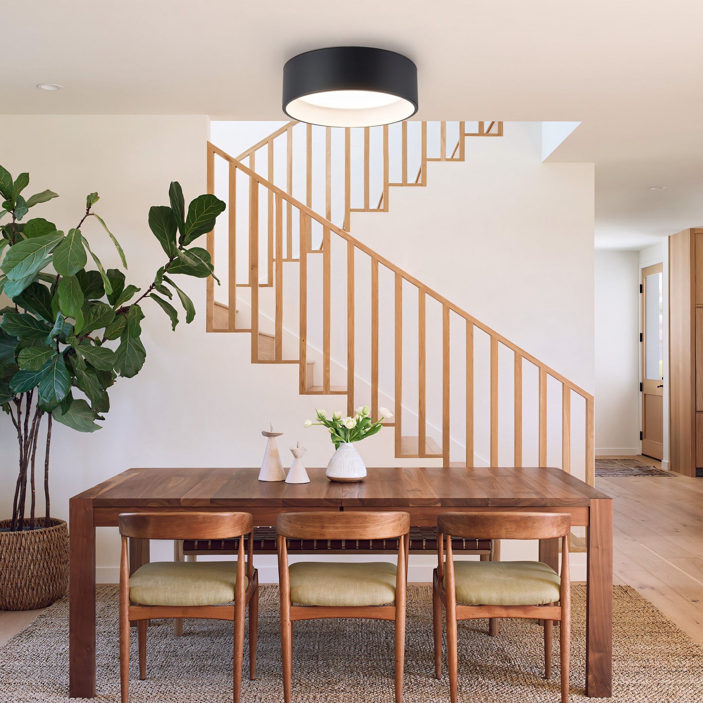 Plafonnier encastré à DEL intégré C Cattleya noir et imitation bois 3CCT