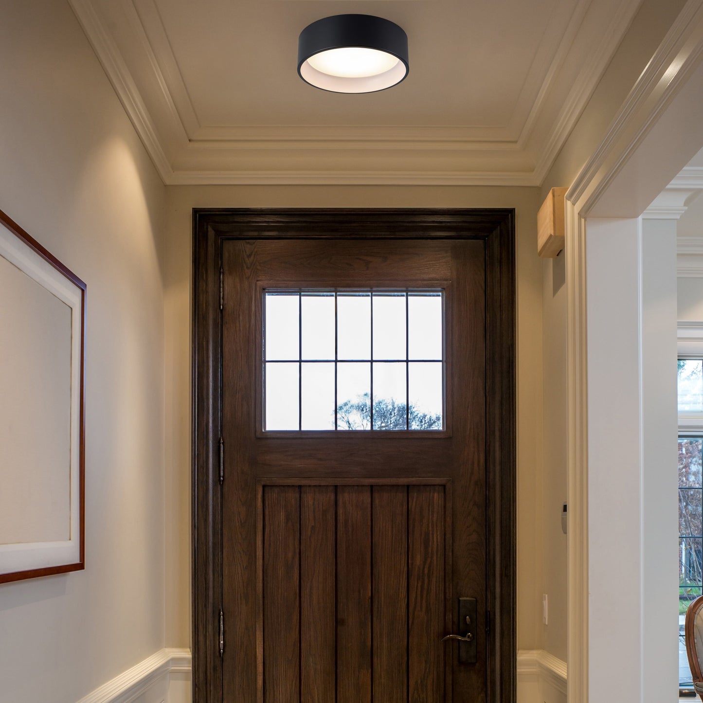 Plafonnier encastré à DEL intégré C Cattleya noir et imitation bois 3CCT