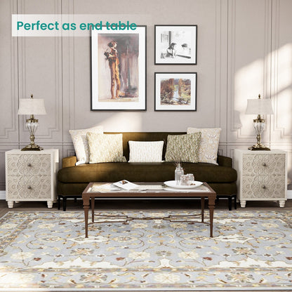 Table de chevet en bois massif marron vintage, motif COSIEST, avec tiroirs