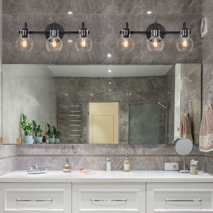 Applique murale moderne dorée à 3 lumières pour salle de bain, sphère en verre