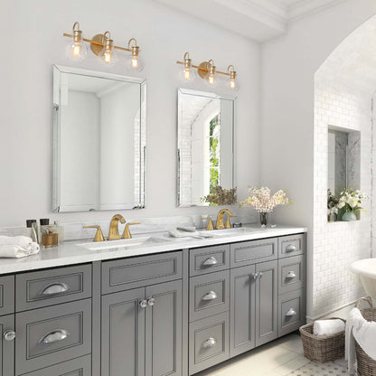 Applique murale moderne dorée à 3 lumières pour salle de bain, sphère en verre