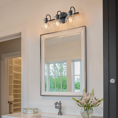 Applique murale moderne dorée à 3 lumières pour salle de bain, sphère en verre