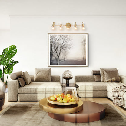 Applique murale moderne dorée à 3 lumières pour salle de bain, sphère en verre