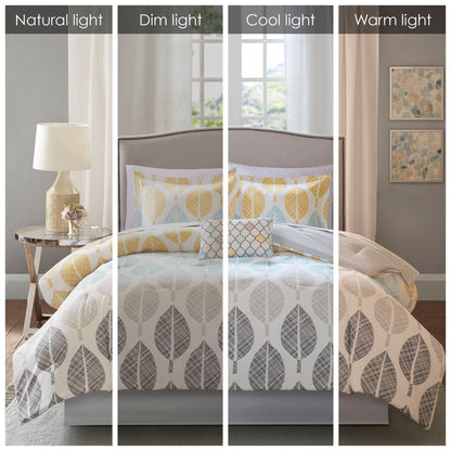 Ensemble de couette 9 pièces Madison Park Essentials Pelham Bay jaune/turquoise avec draps en coton