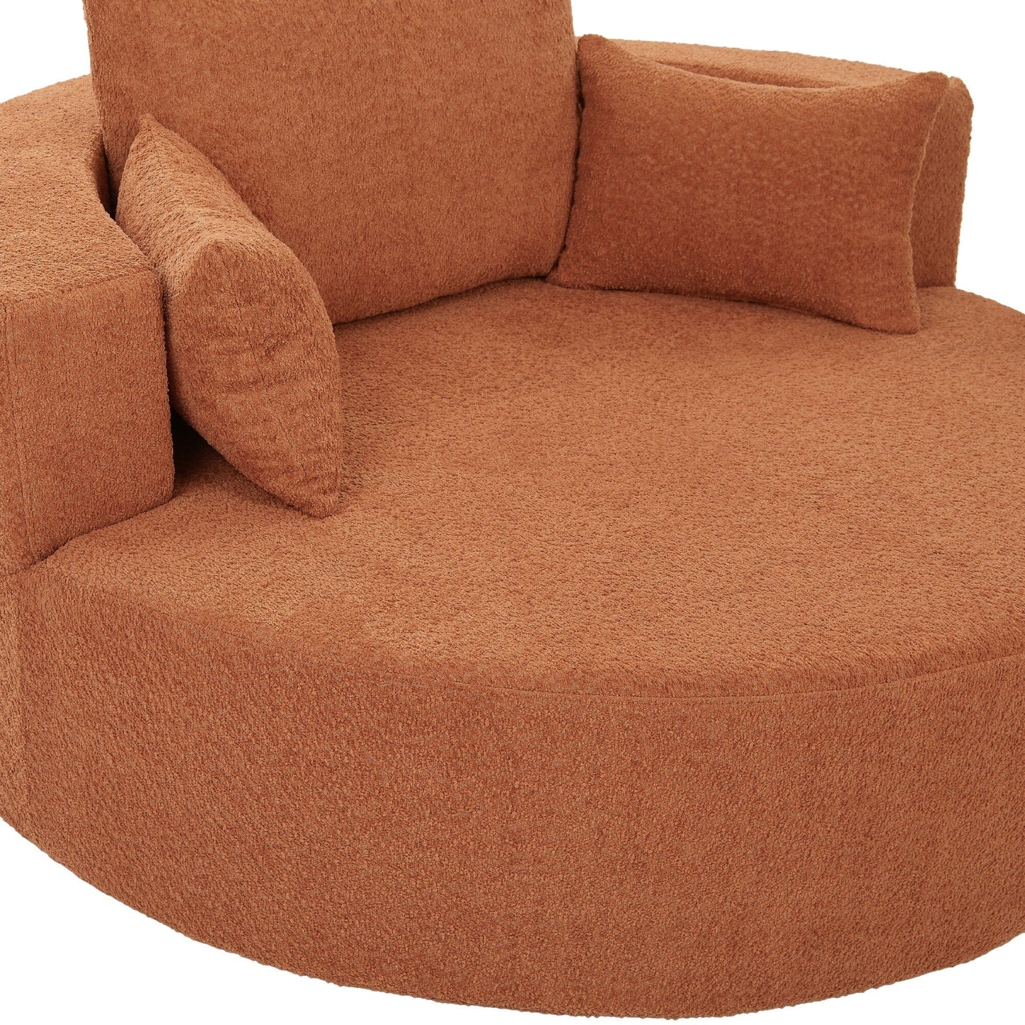 Fauteuil d'appoint en chenille, fauteuil rond avec base pivotante à 360 degrés et 3 coussins amovibles