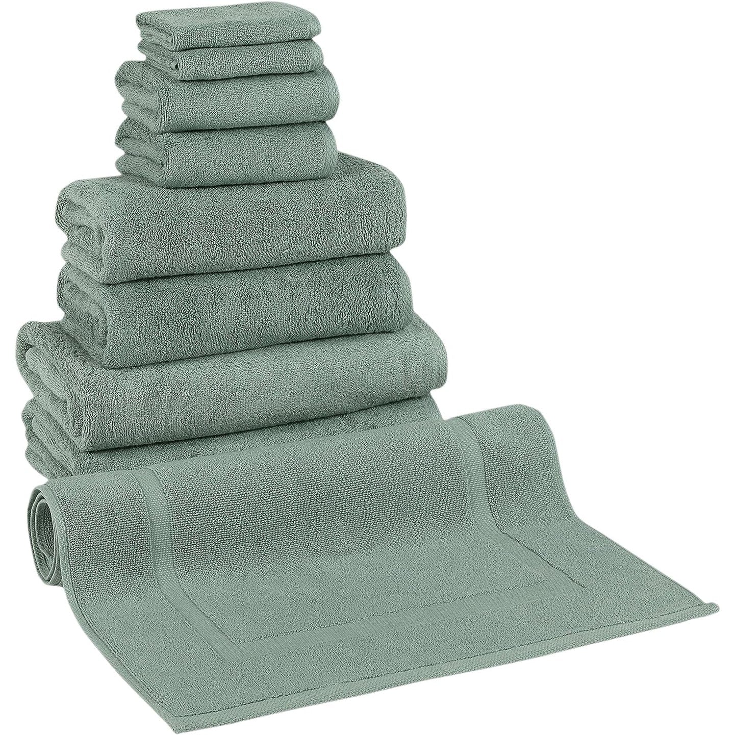 Ensemble de serviettes CTT 100 % coton turc, 8 ou 9 pièces, séchage rapide et absorbantes