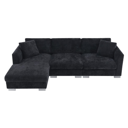 Canapé sectionnel Cloud, ensemble de canapés de luxe en forme de L avec 2 oreillers gratuits, mobilier d'intérieur 4 places en chenille avec méridienne surdimensionnée