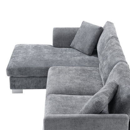 Canapé sectionnel Cloud, ensemble de canapés de luxe en forme de L avec 2 oreillers gratuits, mobilier d'intérieur 4 places en chenille avec méridienne surdimensionnée