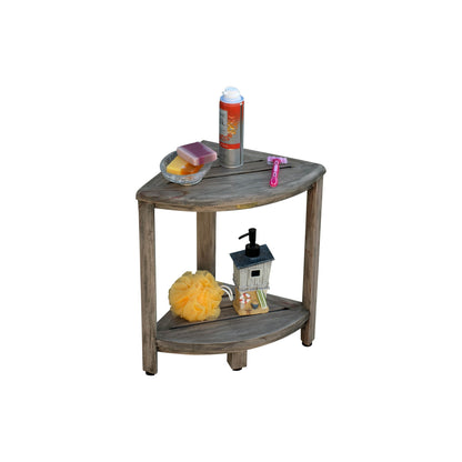 CoastalVogue, Étagère de douche d'angle en teck, Tabouret de douche pour se raser les jambes, Repose-pieds de douche, Tabouret de douche en teck, Tabouret de douche d'angle