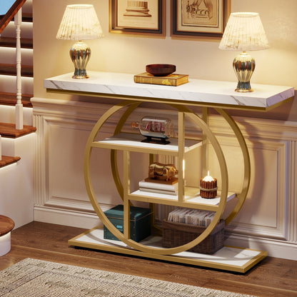 Console d'entrée, table de canapé industrielle à 4 niveaux derrière le canapé