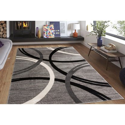 Tapis contemporain à motif de cercles abstraits, collection World Rug Gallery