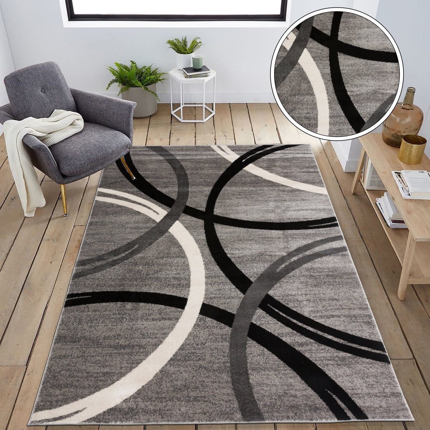 Tapis contemporain à motif de cercles abstraits, collection World Rug Gallery