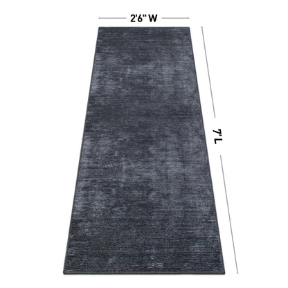 Tapis contemporain à rayures usées lavable en machine