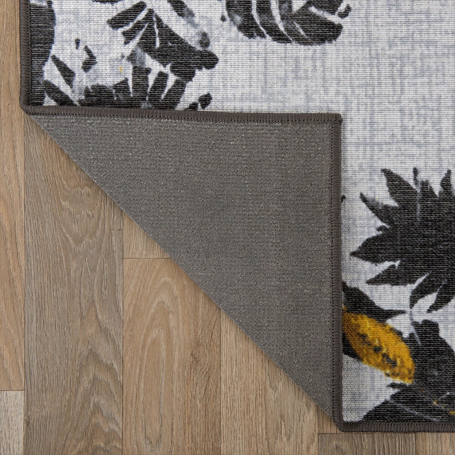 Tapis d'intérieur/extérieur à bordure florale contemporaine