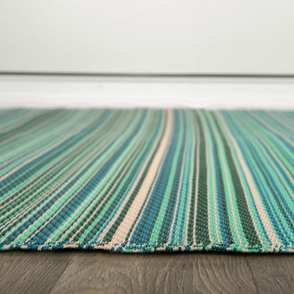 Tapis d'extérieur réversibles en plastique à rayures contemporaines