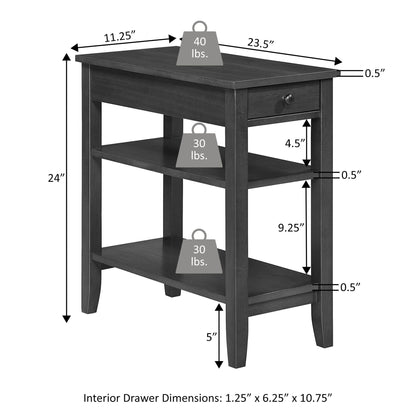 Table d'appoint à un tiroir et étagères American Heritage de Convenience Concepts