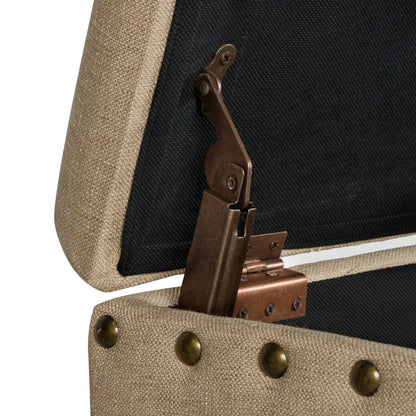 Banc de rangement rembourré Copper Grove Muscari avec bordure cloutée