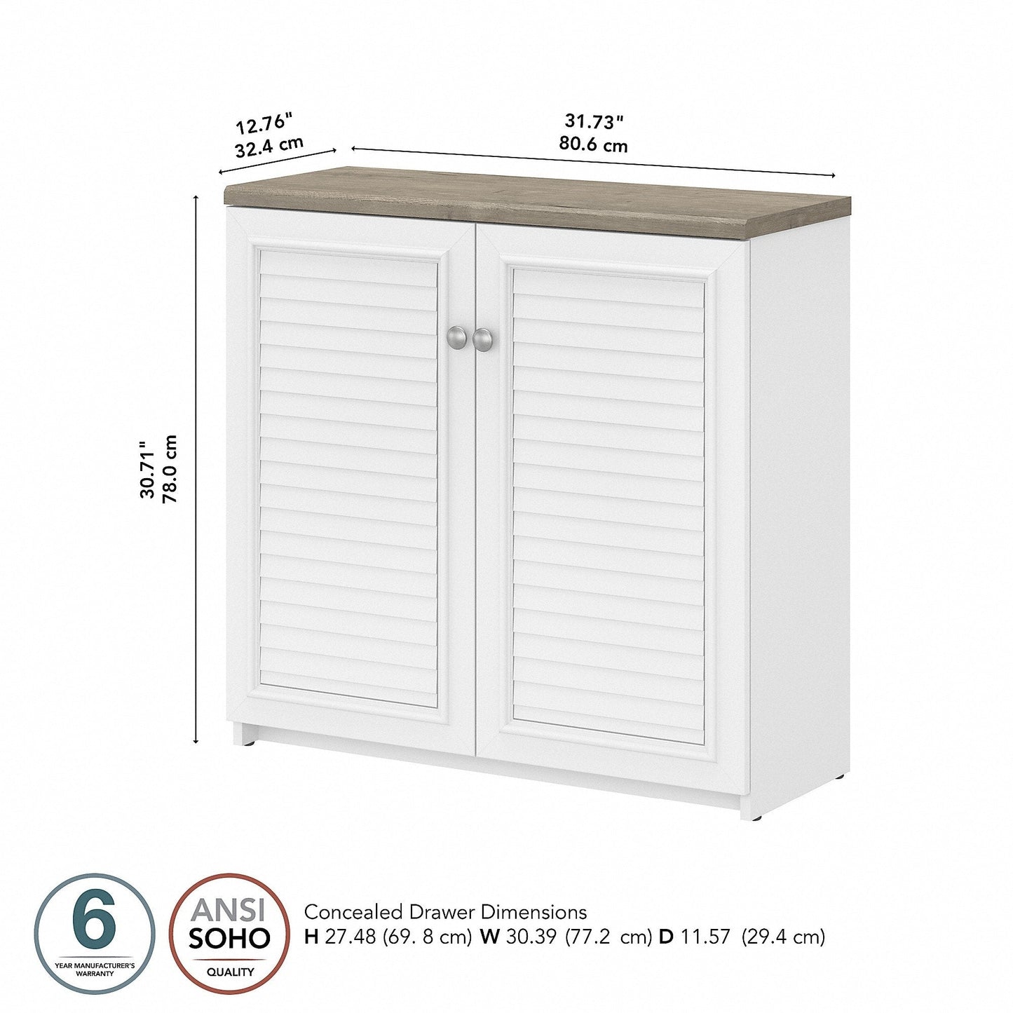 Armoire de rangement Fairview avec portes et étagères par Bush Furniture - 31,73 L x 12,76 l x 30,71 H