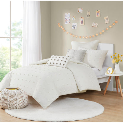 Parure de lit Intelligent Design en coton jacquard maïs avec taies d'oreiller carrées et coussins décoratifs