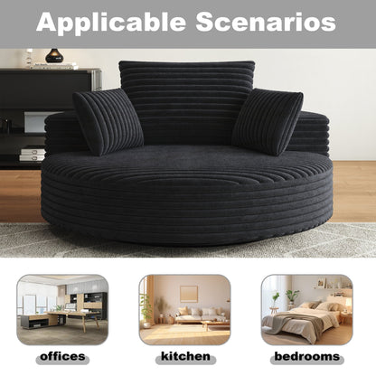 Chaise pivotante simple en velours côtelé et mousse chenille