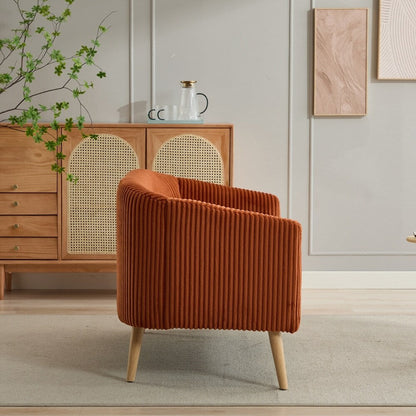 Canapé 2 places rembourré en velours côtelé avec pieds en bois de noyer