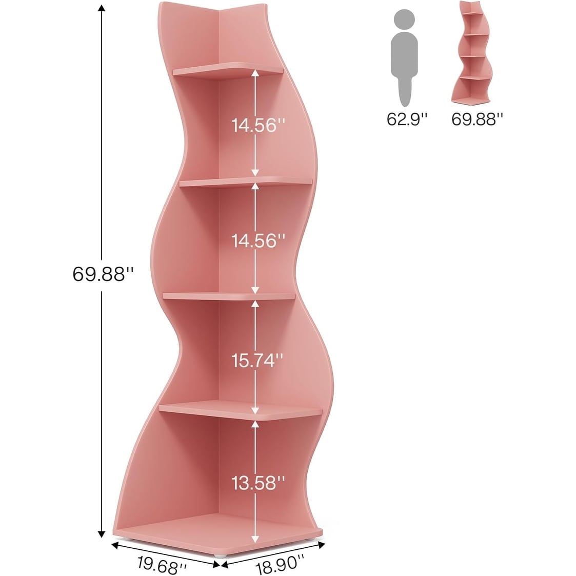 Bibliothèque d'angle avec étagère de forme unique pour salon ou bureau à domicile