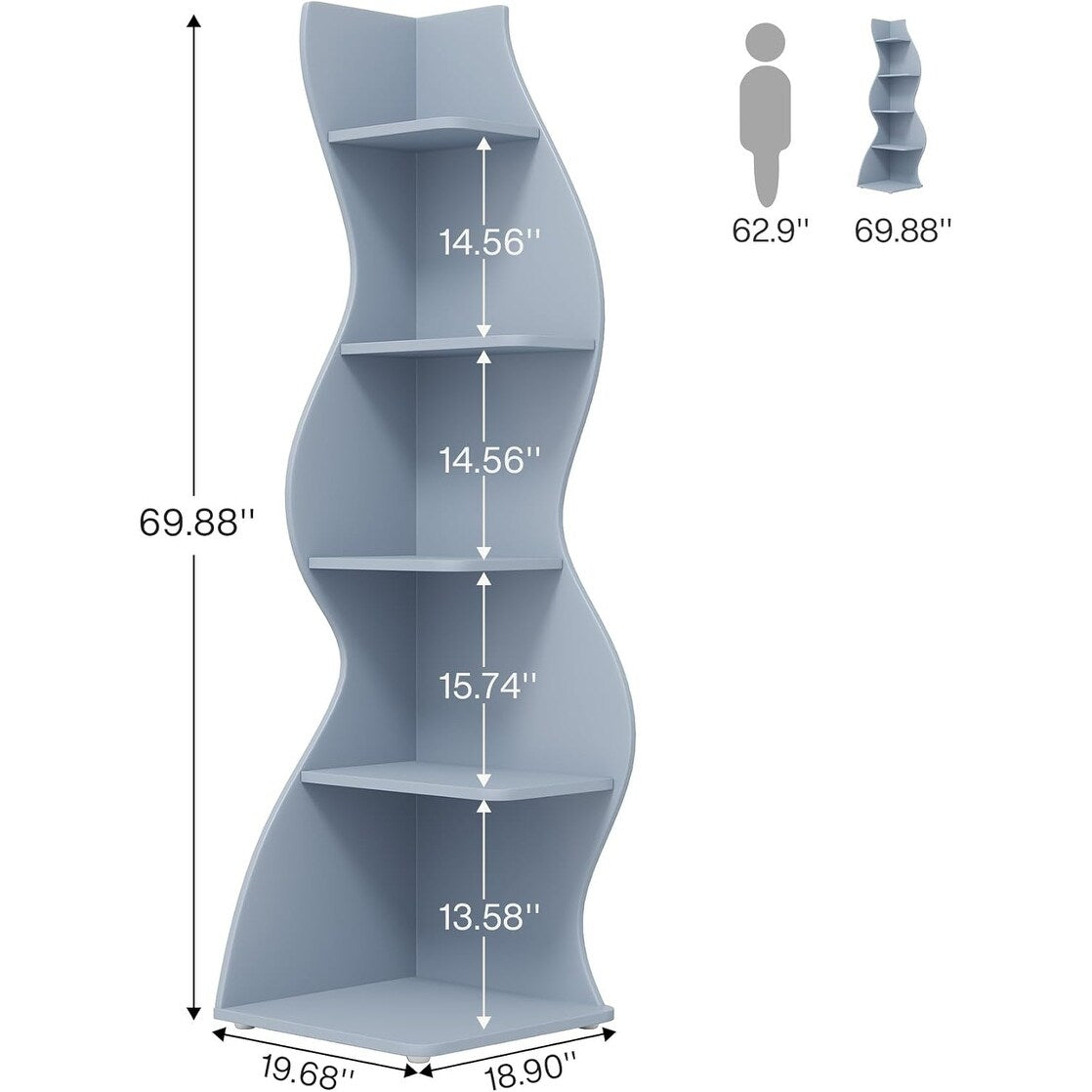 Bibliothèque d'angle avec étagère de forme unique pour salon ou bureau à domicile