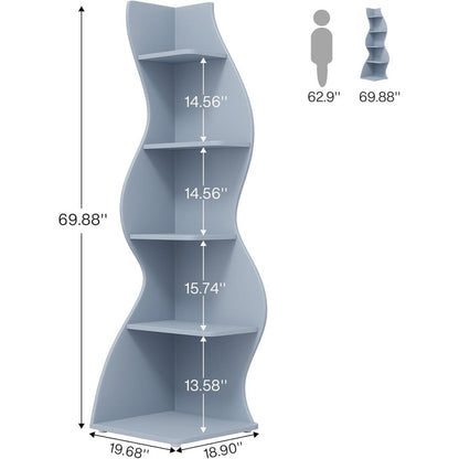Bibliothèque d'angle avec étagère de forme unique pour salon ou bureau à domicile