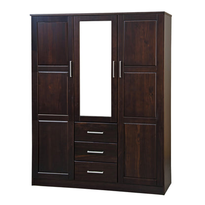 Armoire-penderie Palace Imports Cosmo 3 portes, 100 % bois massif, avec portes en bois massif ou miroir