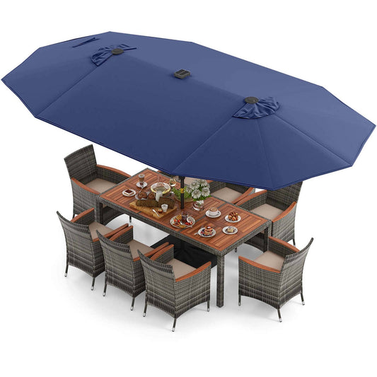 Ensemble de salle à manger Costway 11 pièces avec parasol double face de 4,5 m - Voir les détails