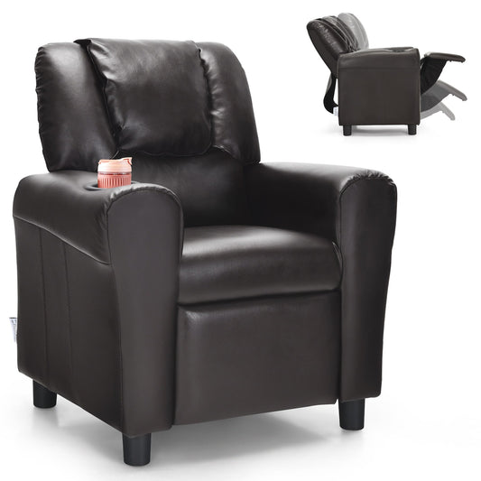 Fauteuil inclinable pour enfants Costway en cuir synthétique avec accoudoirs et repose-pieds