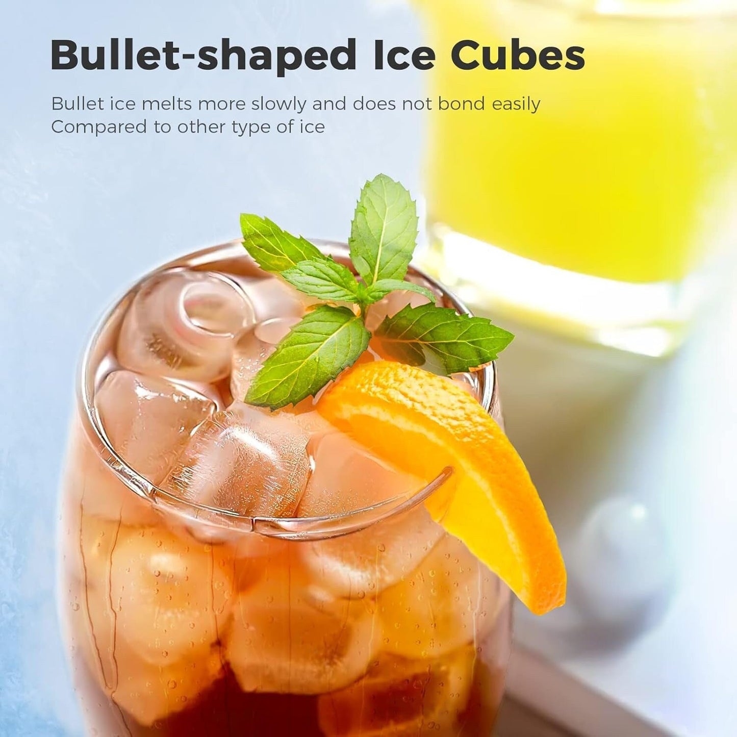 Machine à glaçons portable de comptoir avec fonction autonettoyante, 9 glaçons ronds en 6 minutes, fournie avec panier à glaçons et pelle à glace.