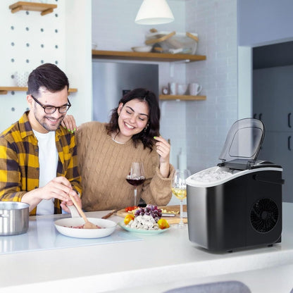Machine à glaçons portable de comptoir avec fonction autonettoyante, 9 glaçons ronds en 6 minutes, fournie avec panier à glaçons et pelle à glace.