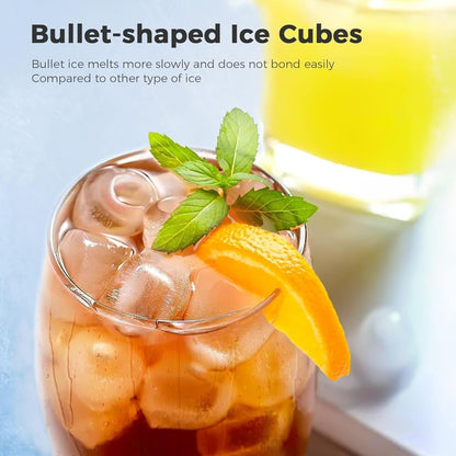 Machine à glaçons portable de comptoir avec fonction autonettoyante, 9 glaçons ronds en 6 minutes, fournie avec panier à glaçons et pelle à glace.