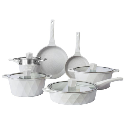 Ensemble de casseroles en fonte d'aluminium antiadhésives Country Kitchen - Batterie de cuisine durable pour la cuisine de tous les jours, 6 à 11 pièces