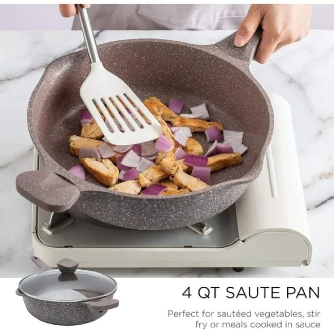 Ensemble de casseroles en fonte d'aluminium antiadhésives Country Kitchen - Batterie de cuisine durable pour la cuisine de tous les jours, 6 à 11 pièces