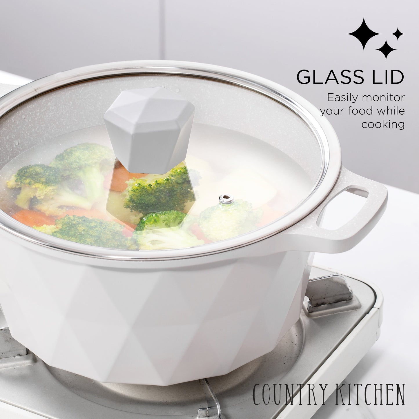 Ensemble de casseroles en fonte d'aluminium antiadhésives Country Kitchen - Batterie de cuisine durable pour la cuisine de tous les jours, 6 à 11 pièces