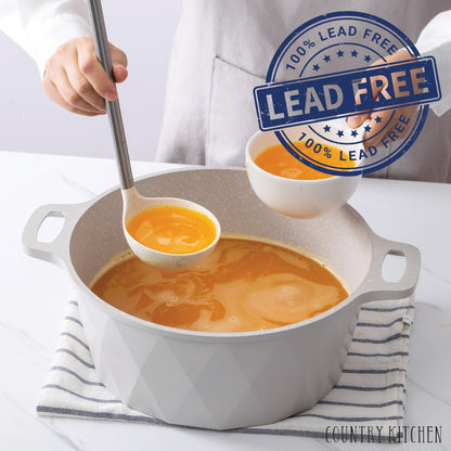 Ensemble de casseroles en fonte d'aluminium antiadhésives Country Kitchen - Batterie de cuisine durable pour la cuisine de tous les jours, 6 à 11 pièces