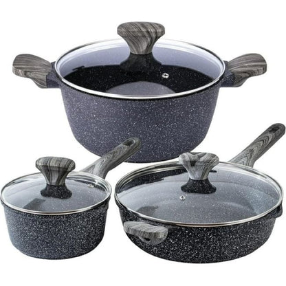 Ensemble de casseroles en fonte d'aluminium antiadhésives Country Kitchen - Batterie de cuisine durable pour la cuisine de tous les jours, 6 à 11 pièces