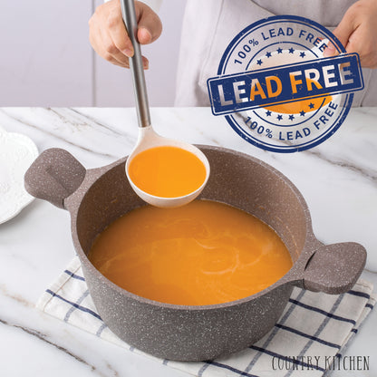 Ensemble de casseroles en fonte d'aluminium antiadhésives Country Kitchen - Batterie de cuisine durable pour la cuisine de tous les jours, 6 à 11 pièces