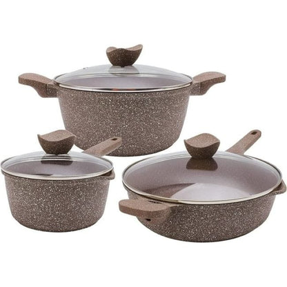 Ensemble de casseroles en fonte d'aluminium antiadhésives Country Kitchen - Batterie de cuisine durable pour la cuisine de tous les jours, 6 à 11 pièces