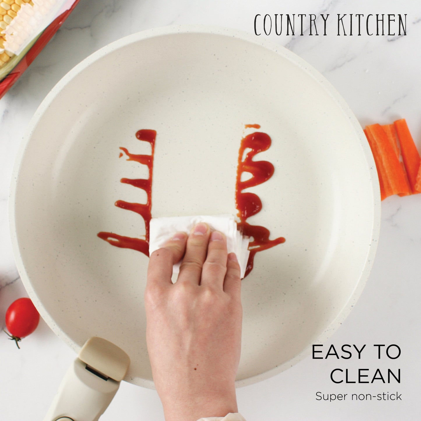 Batterie de cuisine Country Kitchen pour camping-car - 13 pièces de casseroles et poêles en aluminium avec poignée amovible, compatible four