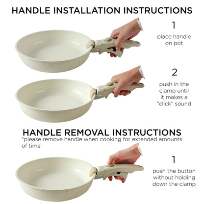 Batterie de cuisine Country Kitchen pour camping-car - 13 pièces de casseroles et poêles en aluminium avec poignée amovible, compatible four